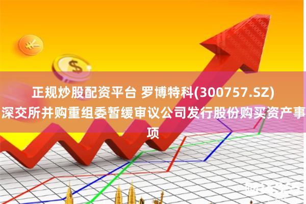 正规炒股配资平台 罗博特科(300757.SZ)：深交所并购重组委暂缓审议公司发行股份购买资产事项